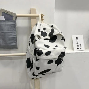 Cow Pattern Backpack For School Teenagers Girls Vintage Casual Bag