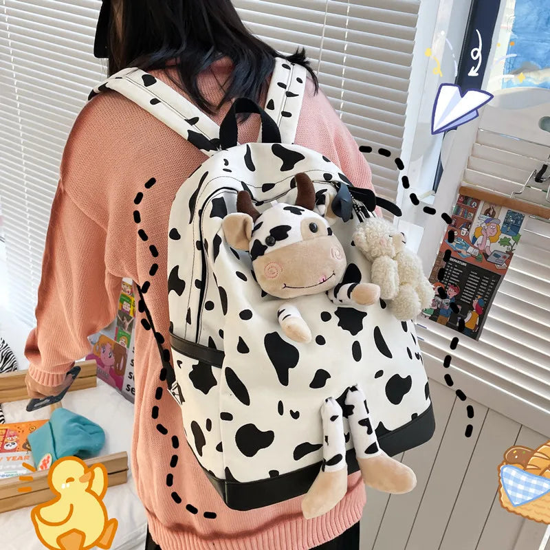 Cow Pattern High School Student Campus Backpack