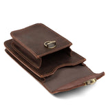 Cowhide Leather Waist Bag Retro 7-inch Phone Vintage Cigarette B