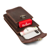 Cowhide Leather Waist Bag Retro 7-inch Phone Vintage Cigarette B