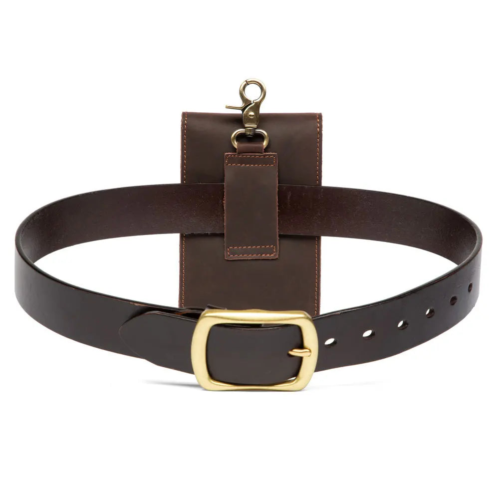 Cowhide Leather Waist Bag Retro 7-inch Phone Vintage Cigarette B