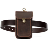 Cowhide Leather Waist Bag Retro 7-inch Phone Vintage Cigarette B