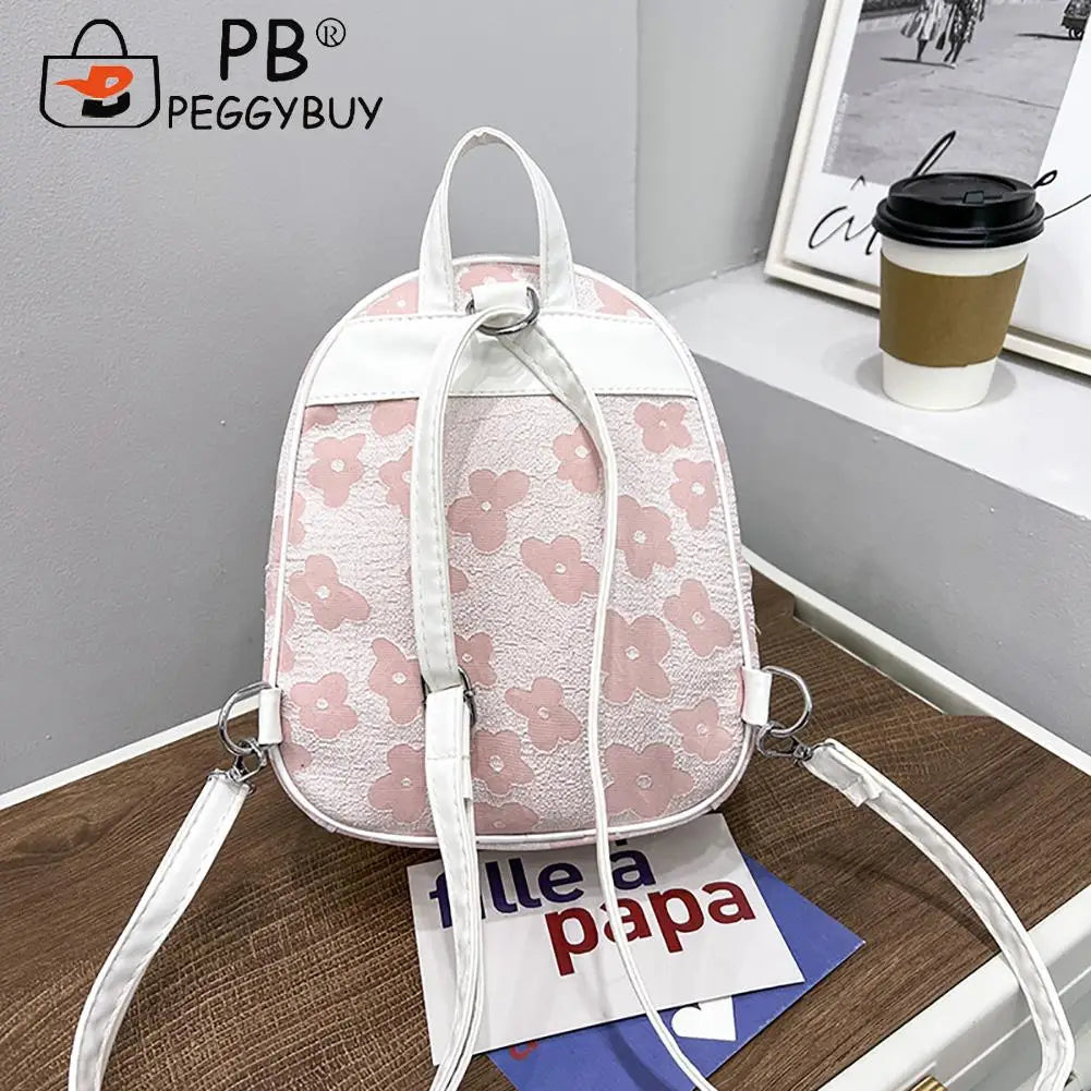 Flower Nylon Travel Backpack for Student School