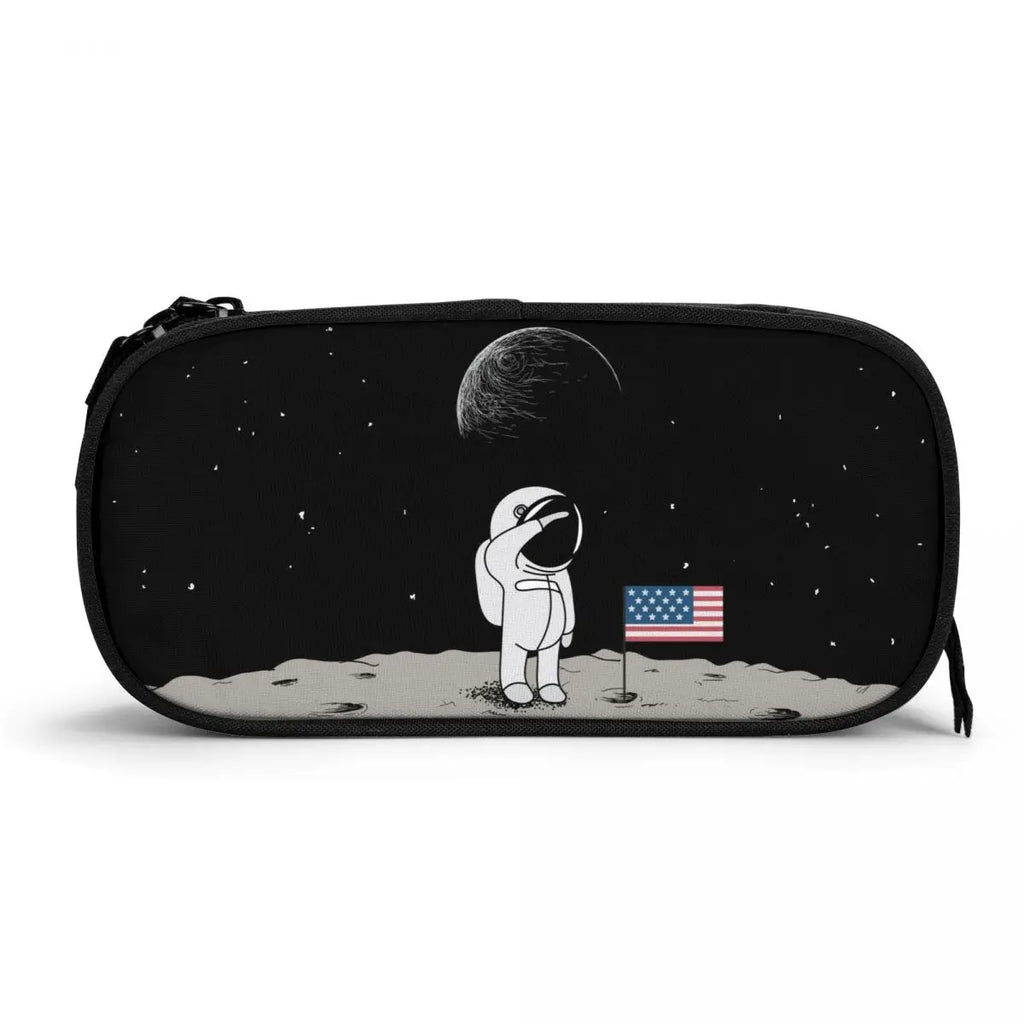 Cartoon Astronaut Print Pen Pencil Case Cover Bag for Students