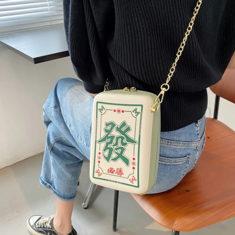 Chinese Mahjong Crossbody Bag Chain Shoulder Messenger Bag