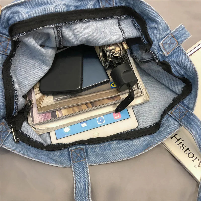Denim Women Shoulder Bag Large Capacity Messenger Bags