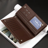 Men's Leather Long Wallet Bifold Purses Zipper Male Wallet