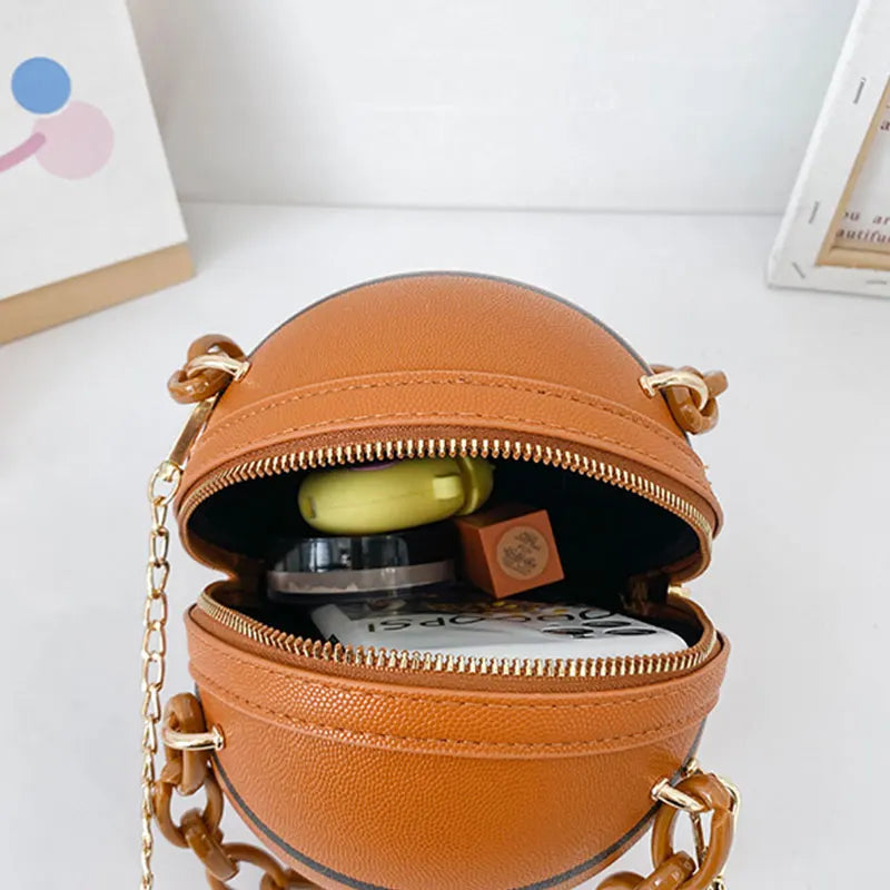 Pink Basketball Bag Crossbody Chain Handbag Wallet