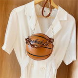 Pink Basketball Bag Crossbody Chain Handbag Wallet
