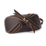 Retro Zipper Car Key Case Leather Mini Purse Keychain