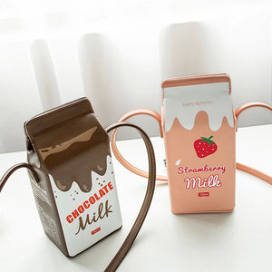 Cartoon Banana Milk Box Shoulder Bag for Girls