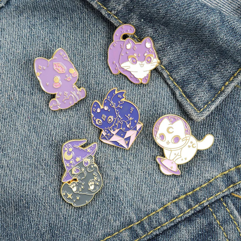 Cat Halloween Witch Pumpkin Shape Pin