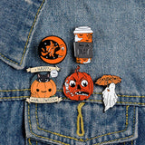 Cat Halloween Witch Pumpkin Shape Pin