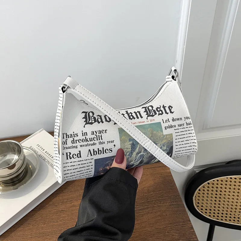 Funny Letter Newspaper Bag Harajuku Crossbody