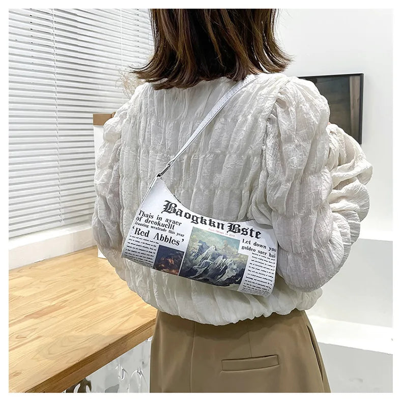 Funny Letter Newspaper Bag Harajuku Crossbody
