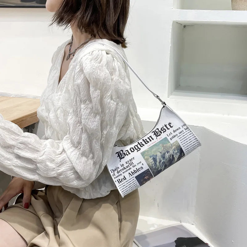 Funny Letter Newspaper Bag Harajuku Crossbody