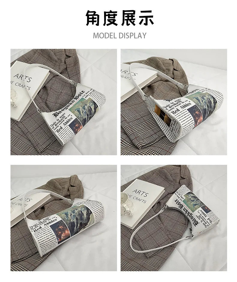 Funny Letter Newspaper Bag Harajuku Crossbody
