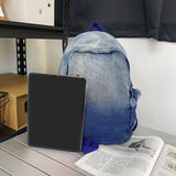 Denim Zipper Backpack Large Capacity Double Shoulder Schoolbag