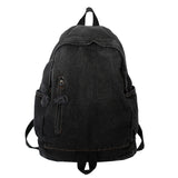 Denim Zipper Backpack Large Capacity Double Shoulder Schoolbag