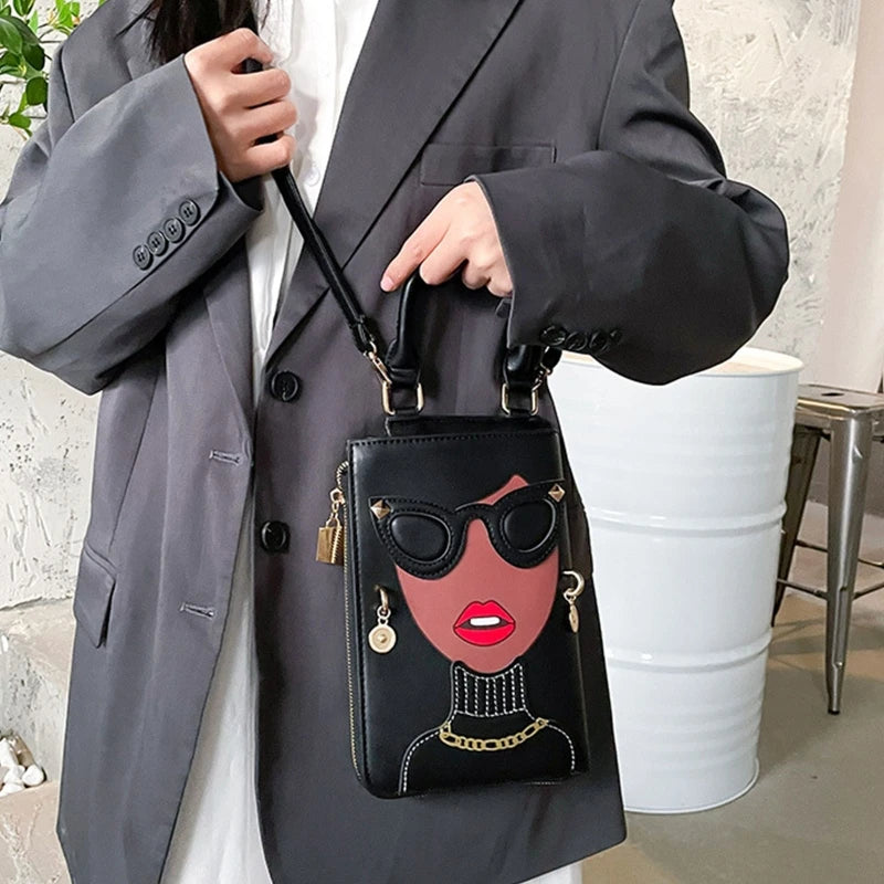 Funny PU Handbag Women Shoulder Satchel Purse for Girls