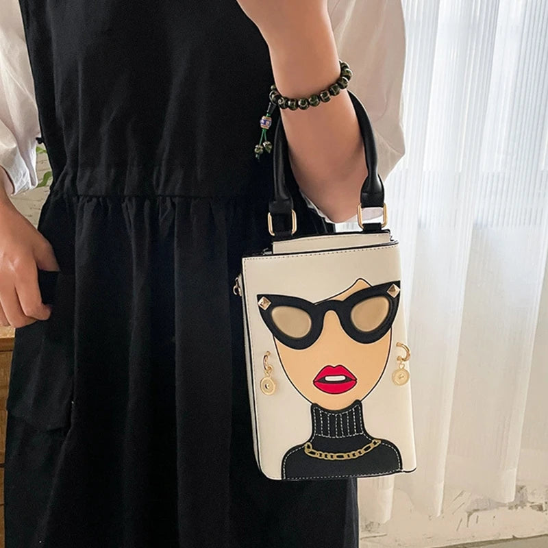 Funny PU Handbag Women Shoulder Satchel Purse for Girls
