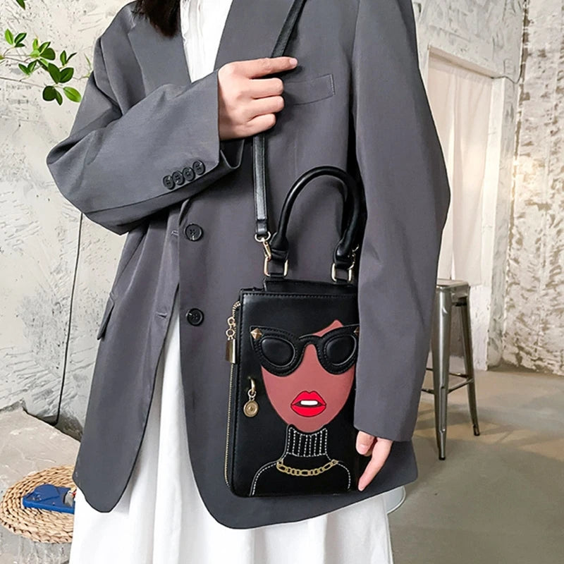 Funny PU Handbag Women Shoulder Satchel Purse for Girls