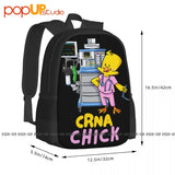 Crna Chick Anesthesia Machine Backpack Large Capacity Print Foldable Gym Tote Ba