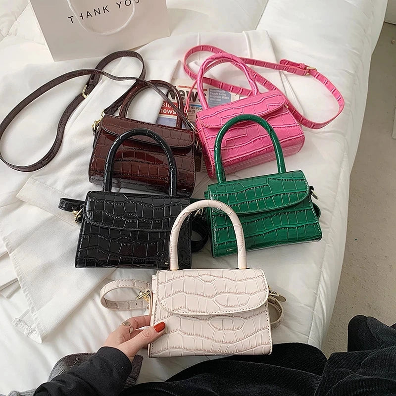 Crocodile Pattern Crossbody Chain Handbag Small Bag PU Leather Ladies 5 Colors