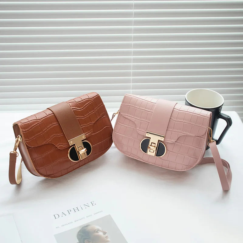 Crocodile Pattern Saddle Bag Ladies Handbag All-match Ladies Shoulder