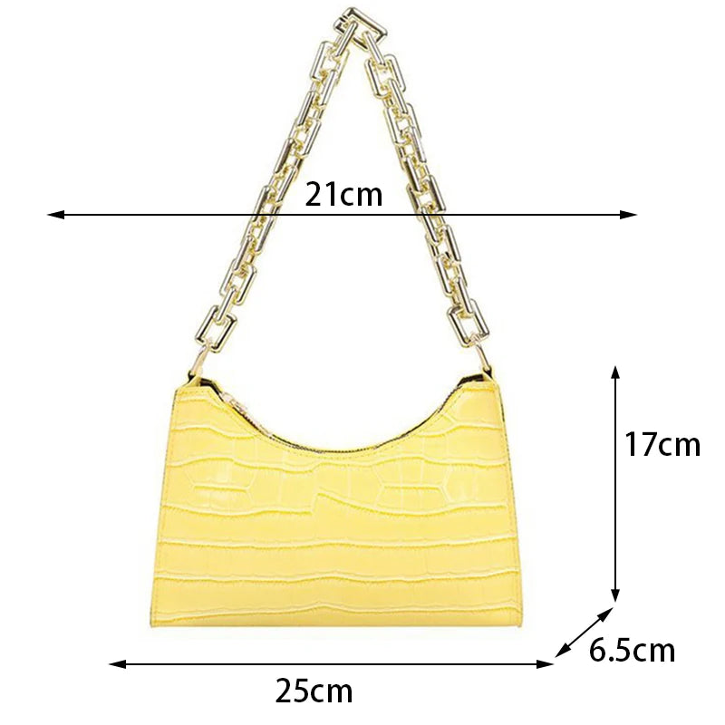Crocodile Pattern Zipper Handbags Embossed Shoulder Bag