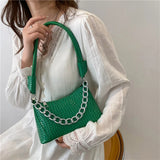 Crocodile Pattern Small PU Leather Shoulder Bag for Women with Chain Strap