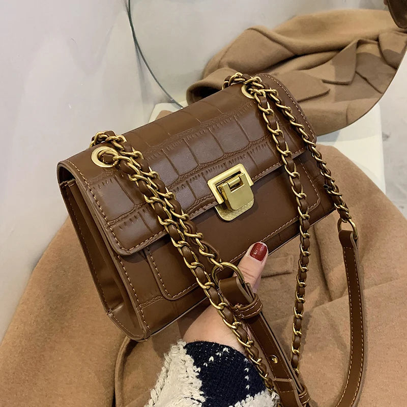 Crocodile Pattern Retro Bag Chain Messenger Bag