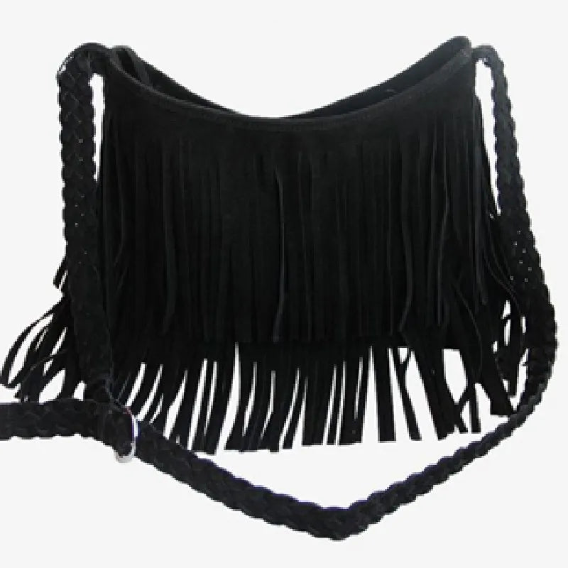 European American Frosted Tassel Shoulder Bag Velvet Retro Messenger Bag