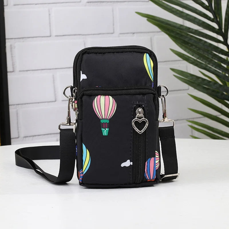 Crossbody Bag Unisex Three Zipper Messenger Purse Men Mobile Phone Wallet
