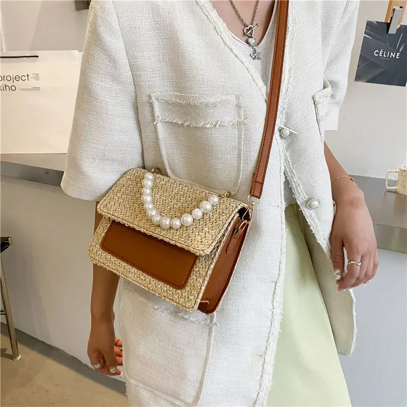 Crossbody Bag Women Shoulder Bag Female Handbag Purse Straw Beaded