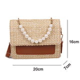 Crossbody Bag Women Shoulder Bag Female Handbag Purse Straw Beaded