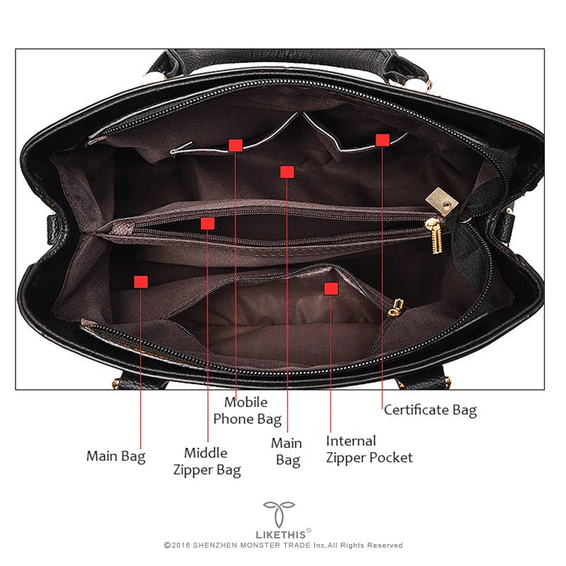 Women's Multifunction Leather Shoulder Bag Crossbody Tote Handbag