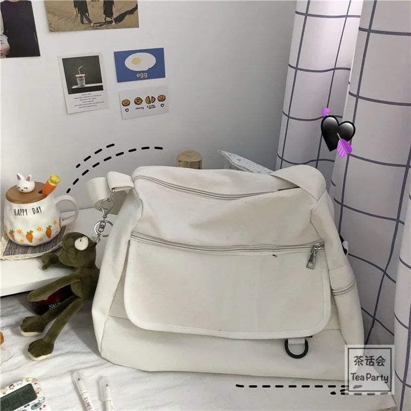 Casual Unisex Canvas Crossbody Bag High Street Couples Retro