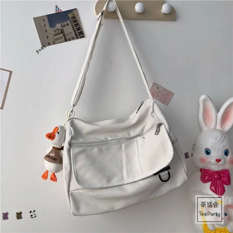 Casual Unisex Canvas Crossbody Bag High Street Couples Retro
