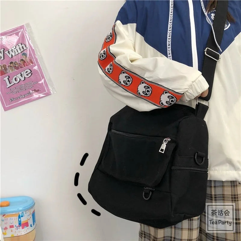 Casual Unisex Canvas Crossbody Bag High Street Couples Retro