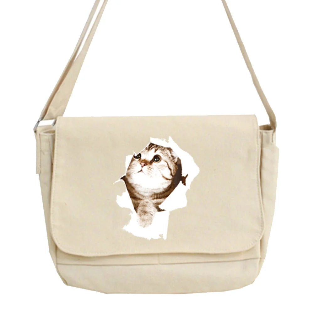 Cat Pattern Shoulder Crossbody Bag for Women Large Capacity Messenger Purse