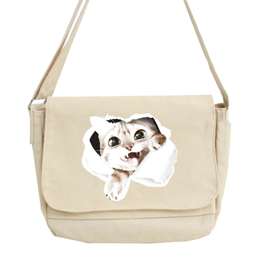 Cat Pattern Shoulder Crossbody Bag for Women Large Capacity Messenger Purse