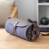 Canvas Leather Crossbody Bucket Bag Retro Shoulder Messenger Purse