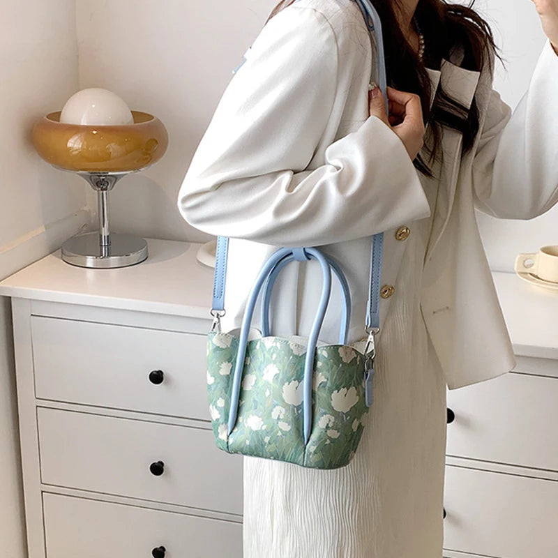 Cartoon Print Crossbody Bag Portable Shoulder Handbag Female PU Wallet