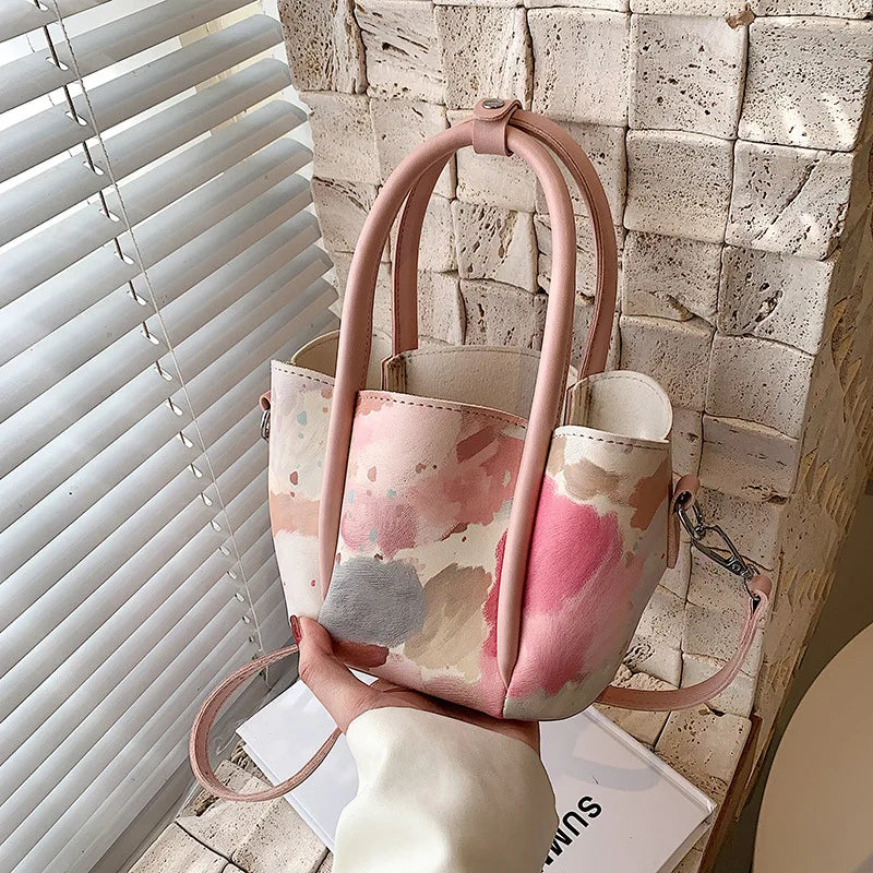 Cartoon Print Crossbody Bag Portable Shoulder Handbag Female PU Wallet