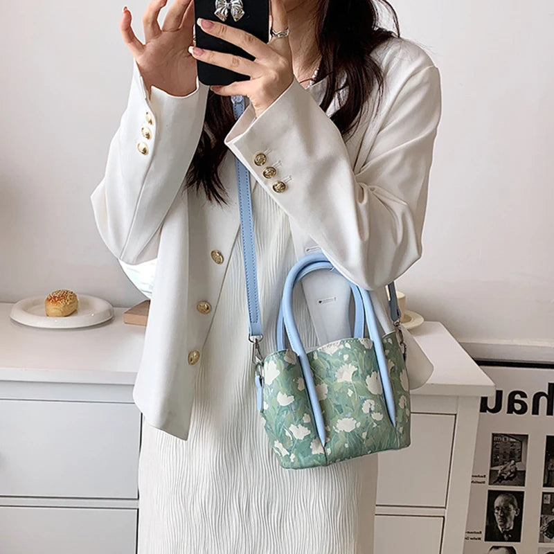 Cartoon Print Crossbody Bag Portable Shoulder Handbag Female PU Wallet