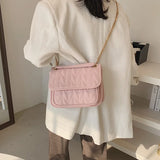 Leather Crossbody Messenger Bag for Women with Chain Strap