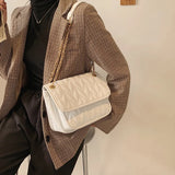 Leather Crossbody Messenger Bag for Women with Chain Strap