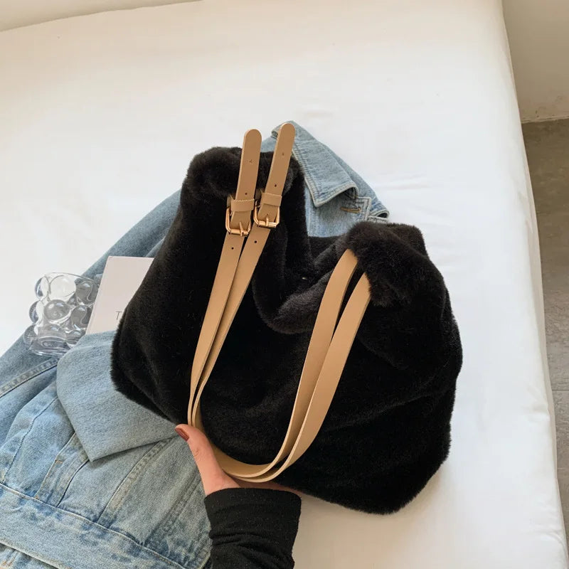 Fluffy Crossbody Messenger Handbag Tote Purse Sling Shoulder Bag