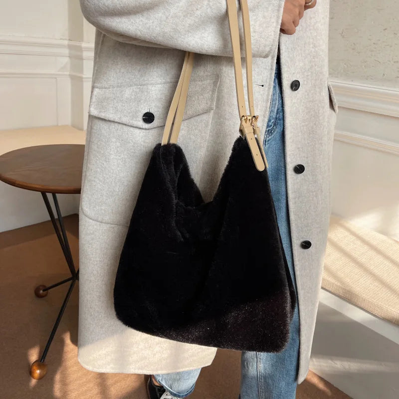 Fluffy Crossbody Messenger Handbag Tote Purse Sling Shoulder Bag